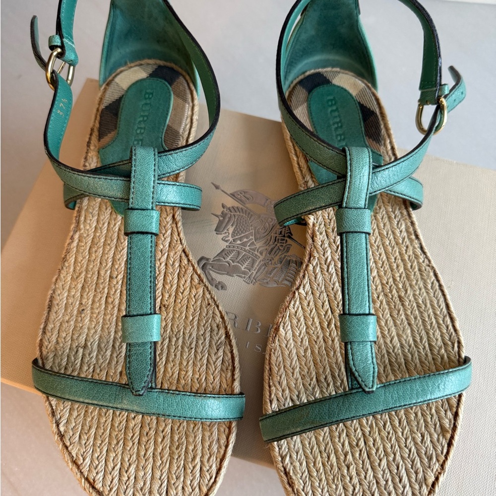 Burberry Teal Leather Sandals